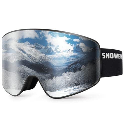 SNOWER Ski Goggles, Interchangeable Lens Anti-Fog Snow Goggles, UV Protection, OTG HD Snowboard Goggles for Men Women Adult
