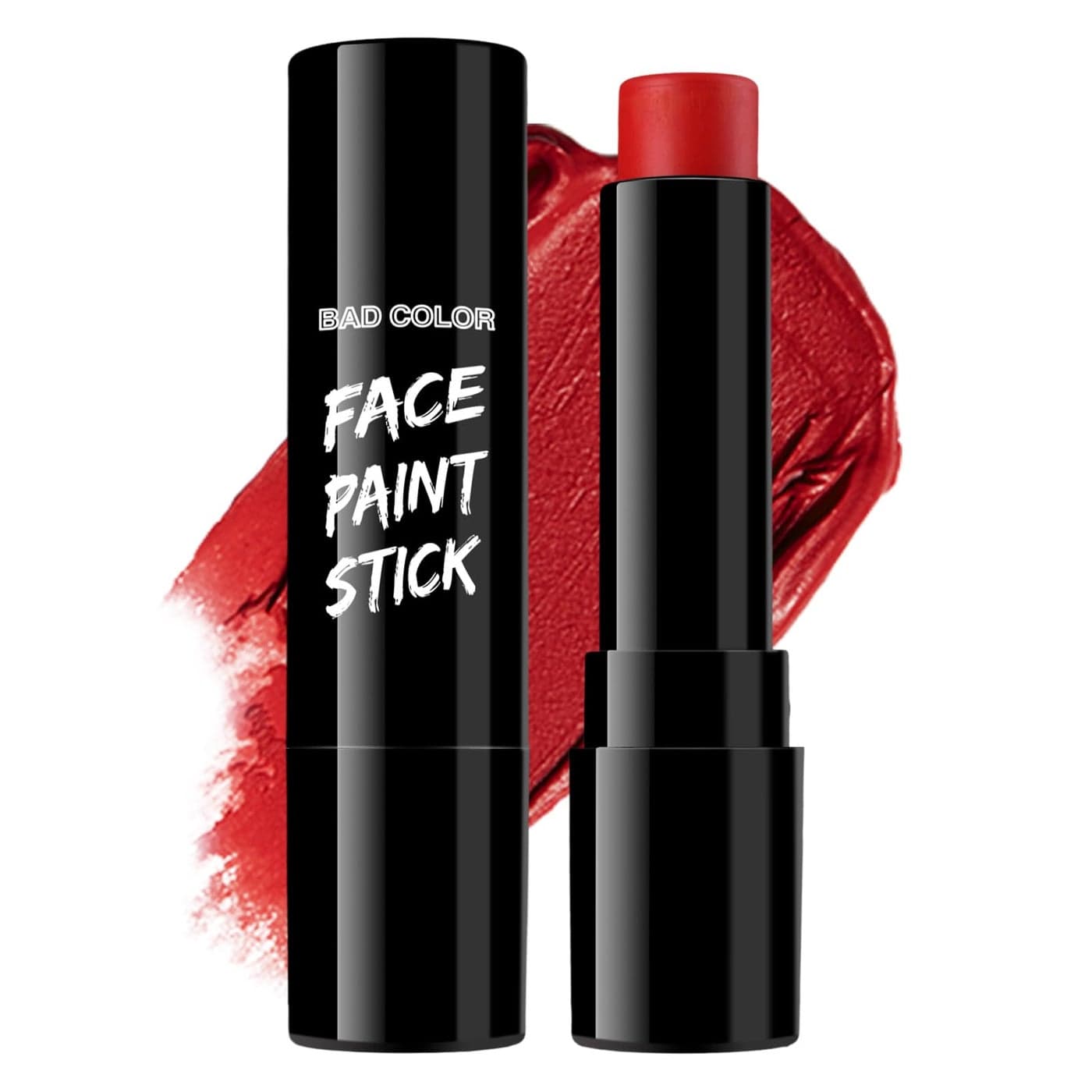 BADCOLOR Red Face Body Paint Eye Black Stick Cream Blendable Face Painting Sticks for Sports Softball Football Baseball Facepaint for Halloween Clown Joker Devil Cosplay Costume Parties Events