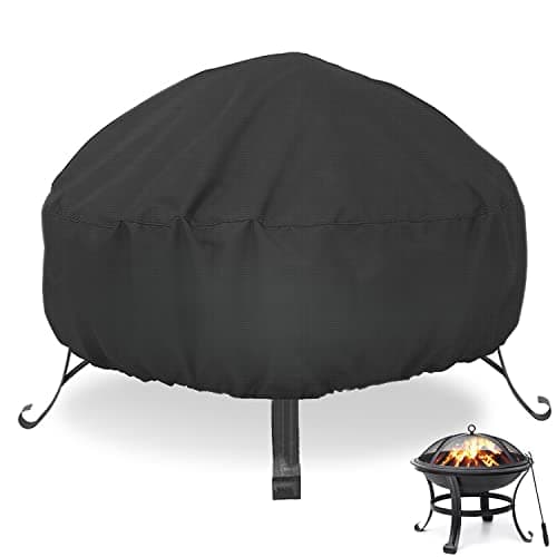 LBTING Fire Pit Cover, 32 inch Cover for 29-32 inch Round Firepit, Waterproof Windproof Dustproof UV-Resistant Heavy Duty Cover for Outdoor Patio Firepit Table - Black