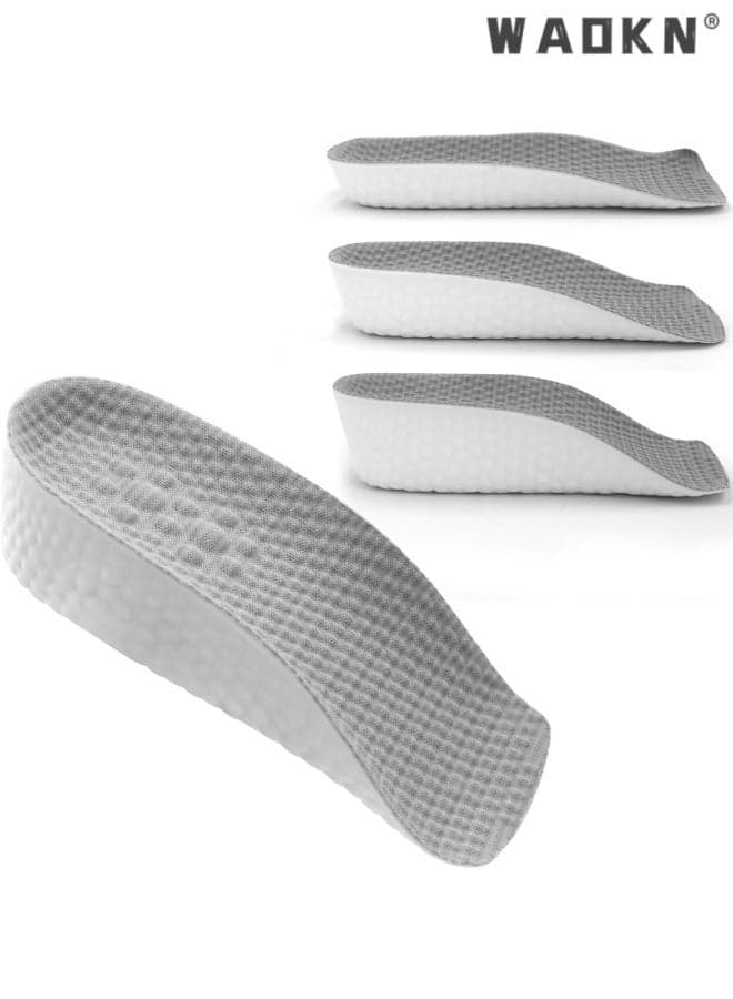 3 Pairs Height Increase Insoles for Men and Women, Foot Arch Contour Shoes Lifts for Men Orthopedic Heel Lift Cushion Gel Leg Discrepancy Balancer , Comfortable and not tiring feet , 1.5cm 2.5cm 3.5cm, Grey .