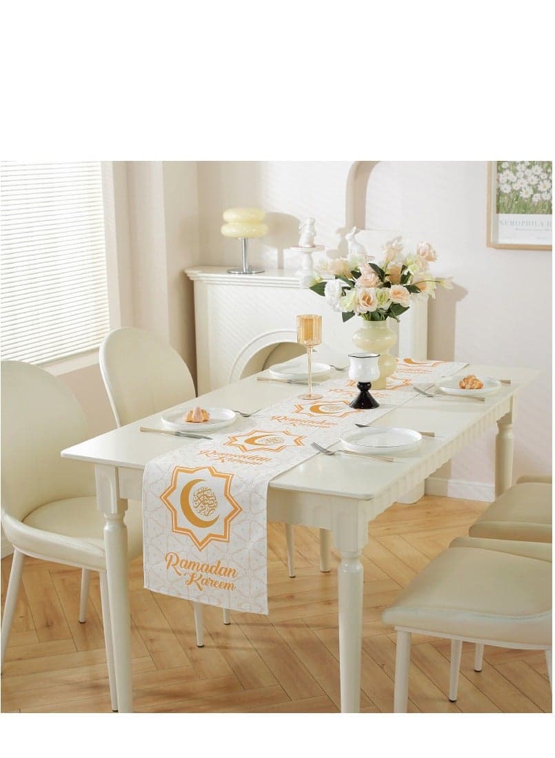 Ramadan Kareem Table Runner Table Decorations - Islamic Ramadan Table Runner - Muslim Eid Mubarak Party Home Kitchen Dining Room Table