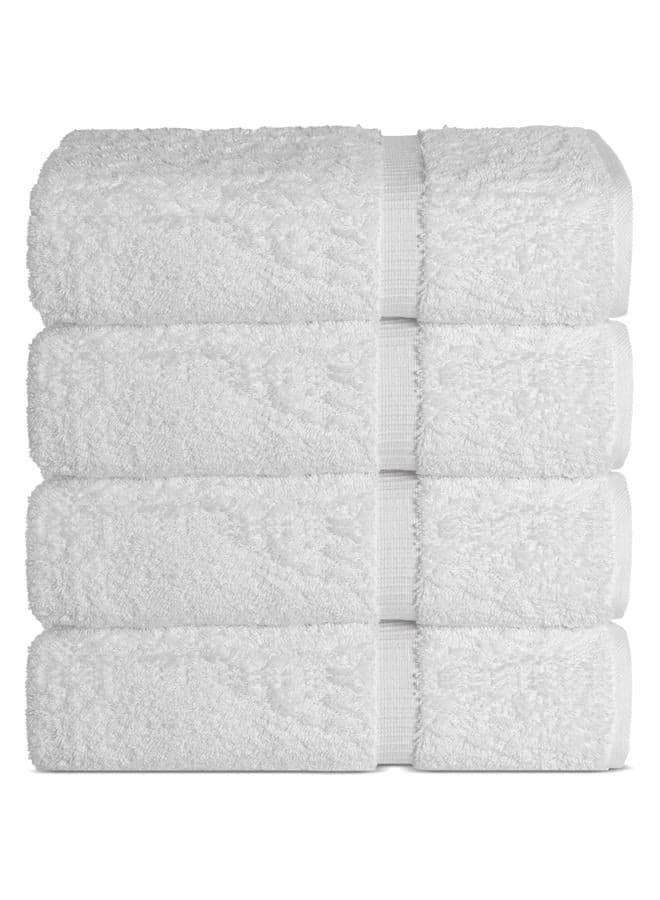 Hotel & Spa Quality 100% Cotton Premium Turkish Towels | Soft & Absorbent (4-Piece Bath Towels, White)