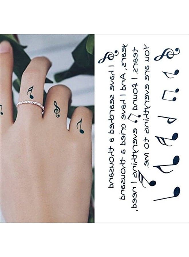 2 Sheets Small Cute Temporary Tattoo Stickers Music Notes Finger for Men Women Teens
