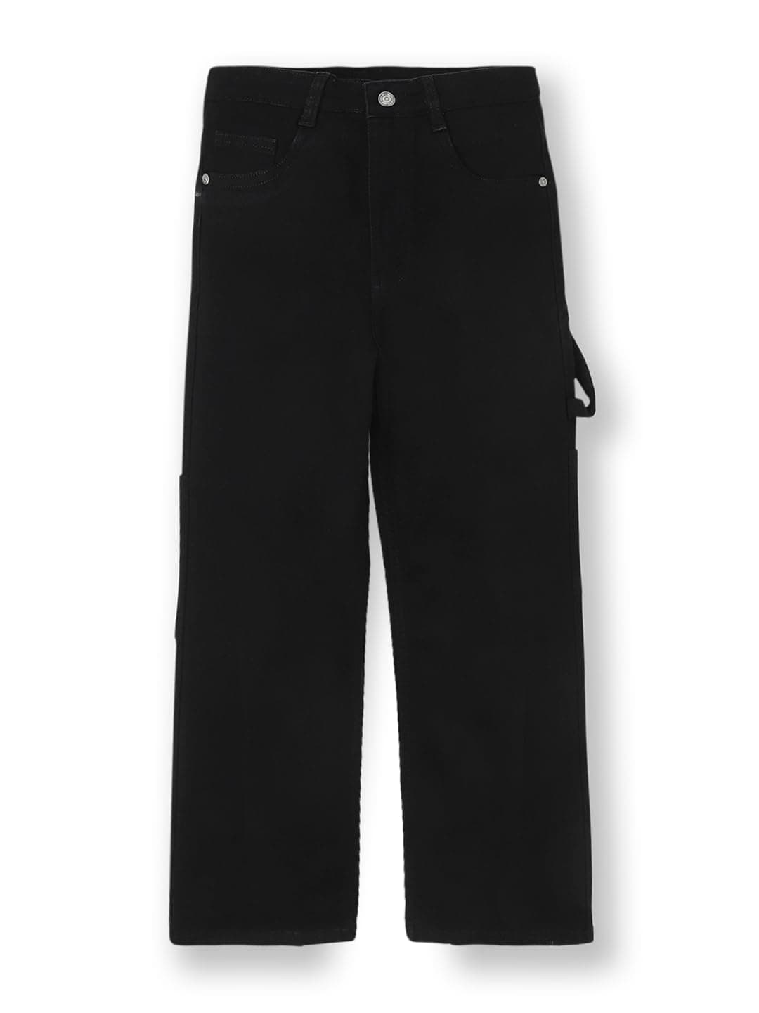 Urbano Juniors Boy's Black Loose Baggy Fit Washed Carpenter Jeans with 6 Pockets Stretchable (junjeanlscarpnboy-black-9-10)