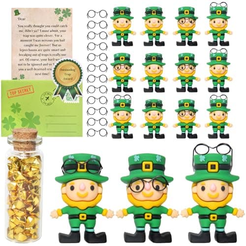 ZOEUJOD 12Set Mini Leprechaun Figurine Toys Small Thiny Leprechaun Trap Figurines Toy for St Patricks Day Party Favor Gift
