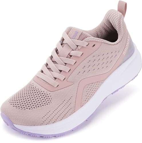 BRONAX Wide Tennis Shoes for Women Lace up Comfortable Stylish Size 9w Athletics Gym Outdoor Sports Female Sneakers Training Walking Lightweight Fashion Casual Footwear Pink 40