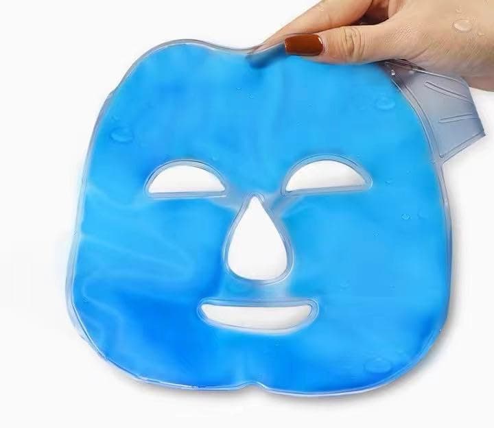Ice Face Mask ReusableCold Hot Compress Gel Ice Facial Mask with Gel BeadsFace SPA for Woman Sleeping Reduce Eye Puffiness Face Puffiness Sleeping Travel Blue