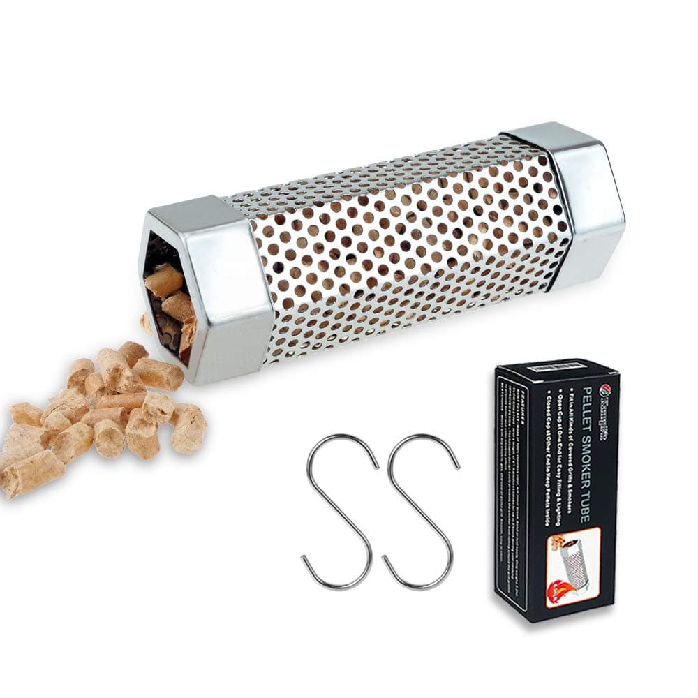 Kampfit Pellet Smoker Tube 6 Inches Stainless Steel Perforated Wood Pellet Tube Smoker for All Electric Gas Charcoal Grill or Smoker Hot or Cold Smoking