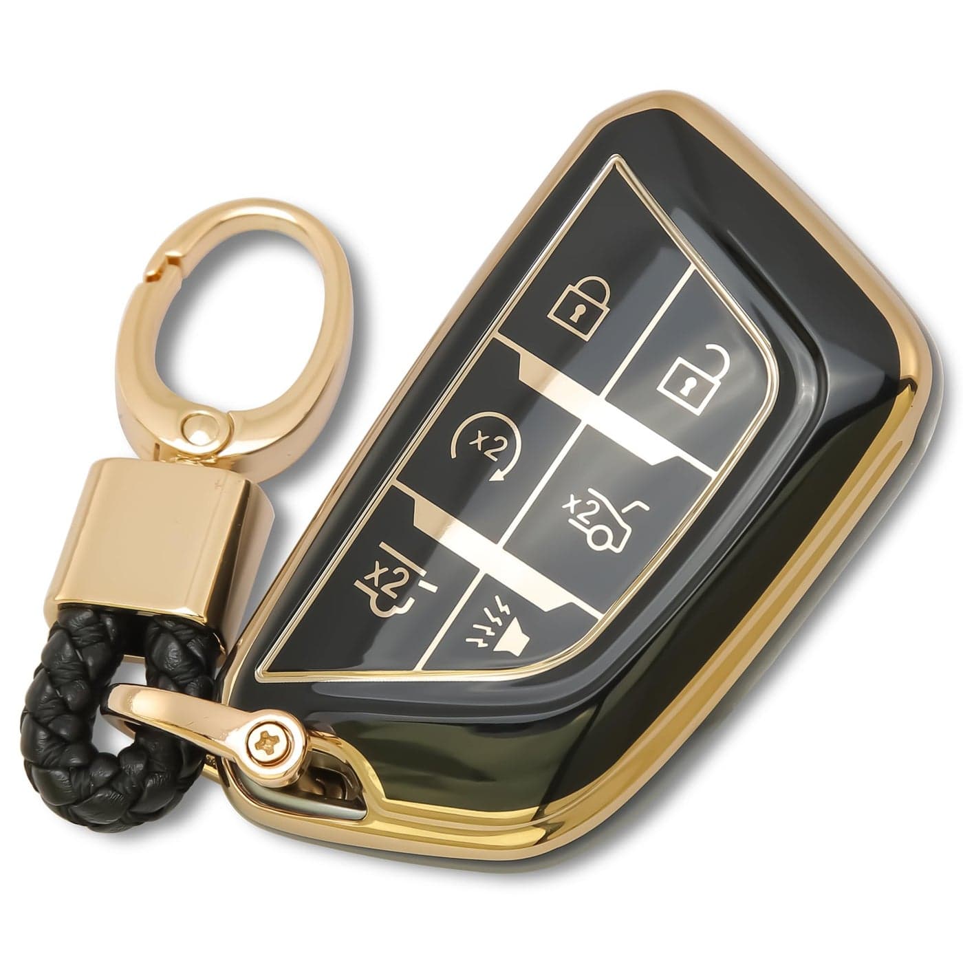 wnilian keyshell fits for Cadillac Key fob Cover Case Keychain 2021 2022 2023 2024 GT4 CT4 CT5 CT6 XT4 XT5 XT6 Escalade ESV New Accessories Protector Black