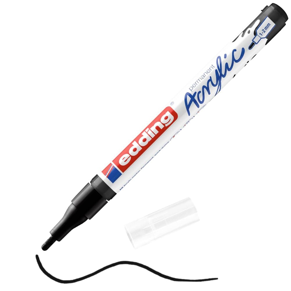 edding 5300 acrylic marker fine black 1 waterproof acrylic paint marker fine round nib 12mm acrylic paint pen for drawing on canvas art paper and wood acrylic markers for pebbles