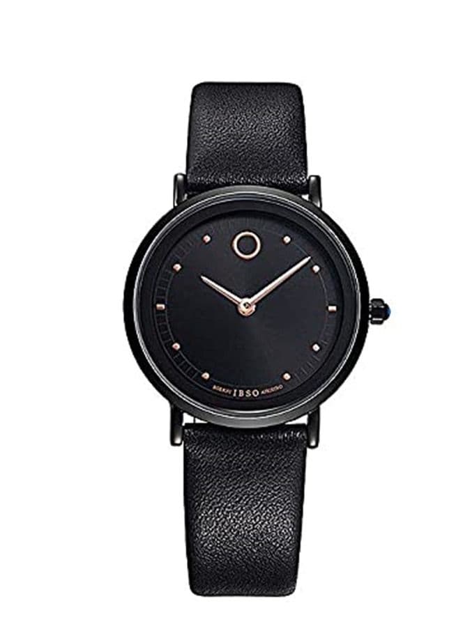 Black Genuine Leather Men Casual Watch