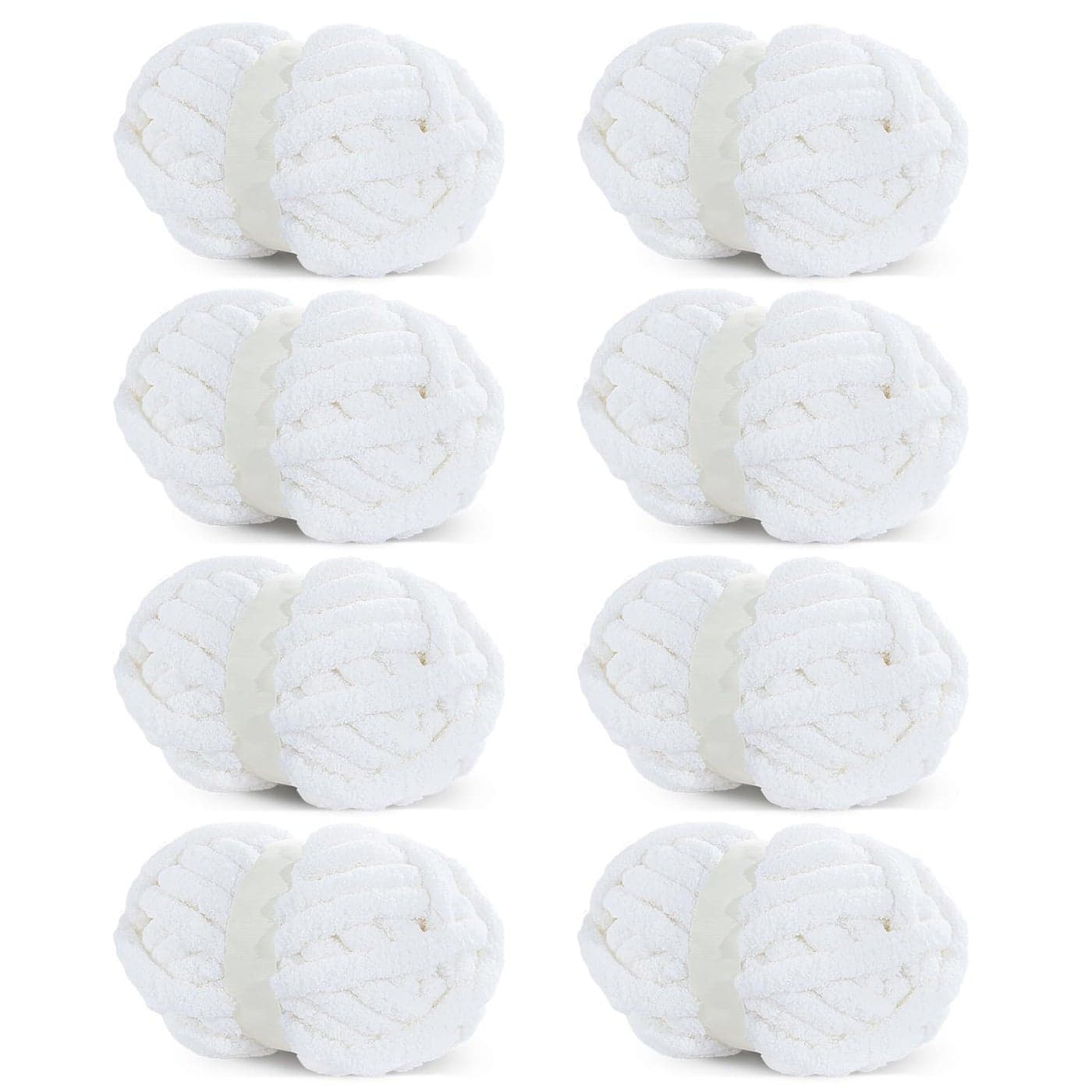 HOMBYS Pure White Chunky Chenille Yarn for Crocheting Bulky Thick Fluffy Yarn for KnittingSuper Bulky Chunky Yarn for Hand Knitting Blanket Soft Plush Yarn 8 Jumbo Pack 27 yds8 oz Each Skein