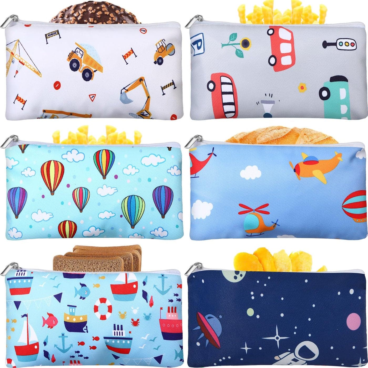 Chumia 6 Pcs Reusable Snack Bags Gift Food Safety Washable Snack Bags Lunch with Zipper Portable Sandwich Bag Food Storage Pouch Double LayerLovely69 x 37 Inches