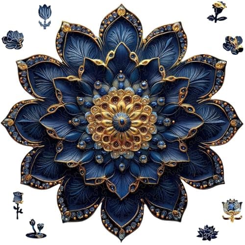 Qiuenisray Wooden Puzzles for Adults 500 Pieces Mandela Queen Flower Jigsaw Puzzles FSC Certified Wall Decor Unique Plant Shaped Puzzles Pieces Wood Puzzles Gift for Family Game 165x165 in