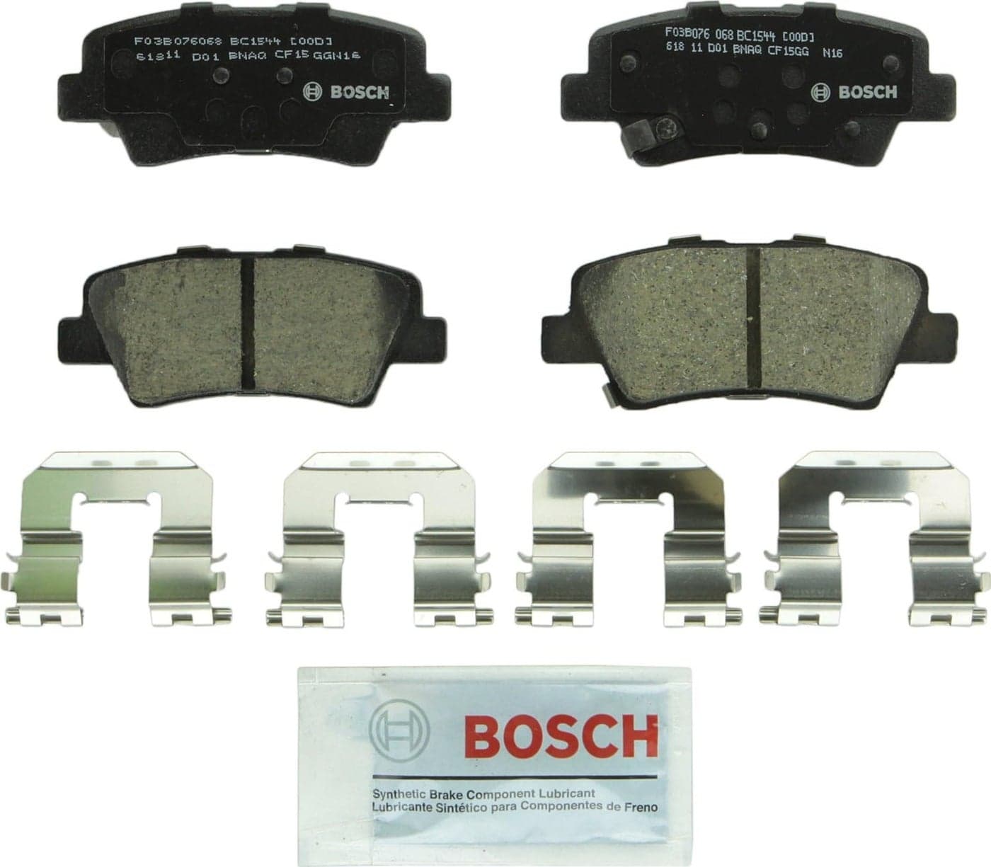 BOSCH BC1544 QuietCast Premium Ceramic Disc Brake Pad Set - Rear for Hyundai and Kia