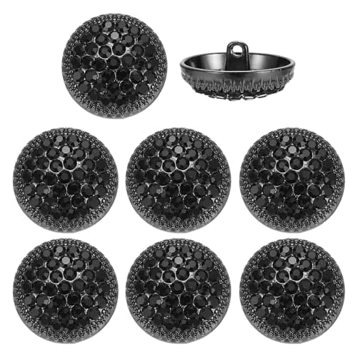 YELARXI Rhinestone Buttons Sew on Rhinestone Button Metal Round Fitting for Clothing Decoration DIY Crafts Sewing Accessories Wedding 8 Pcs 23mm BlackBlack