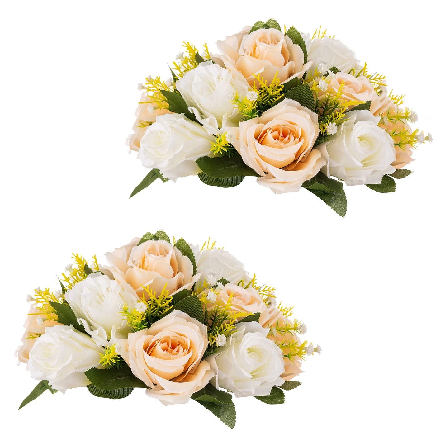 Inweder Wedding Flower Balls for Centerpieces 2 Pcs Artificial Flower Ball Arrangement Bouquet Fake Flowers Rose Balls for Weddings Birthday Party Home Decor Peachy Champagne White