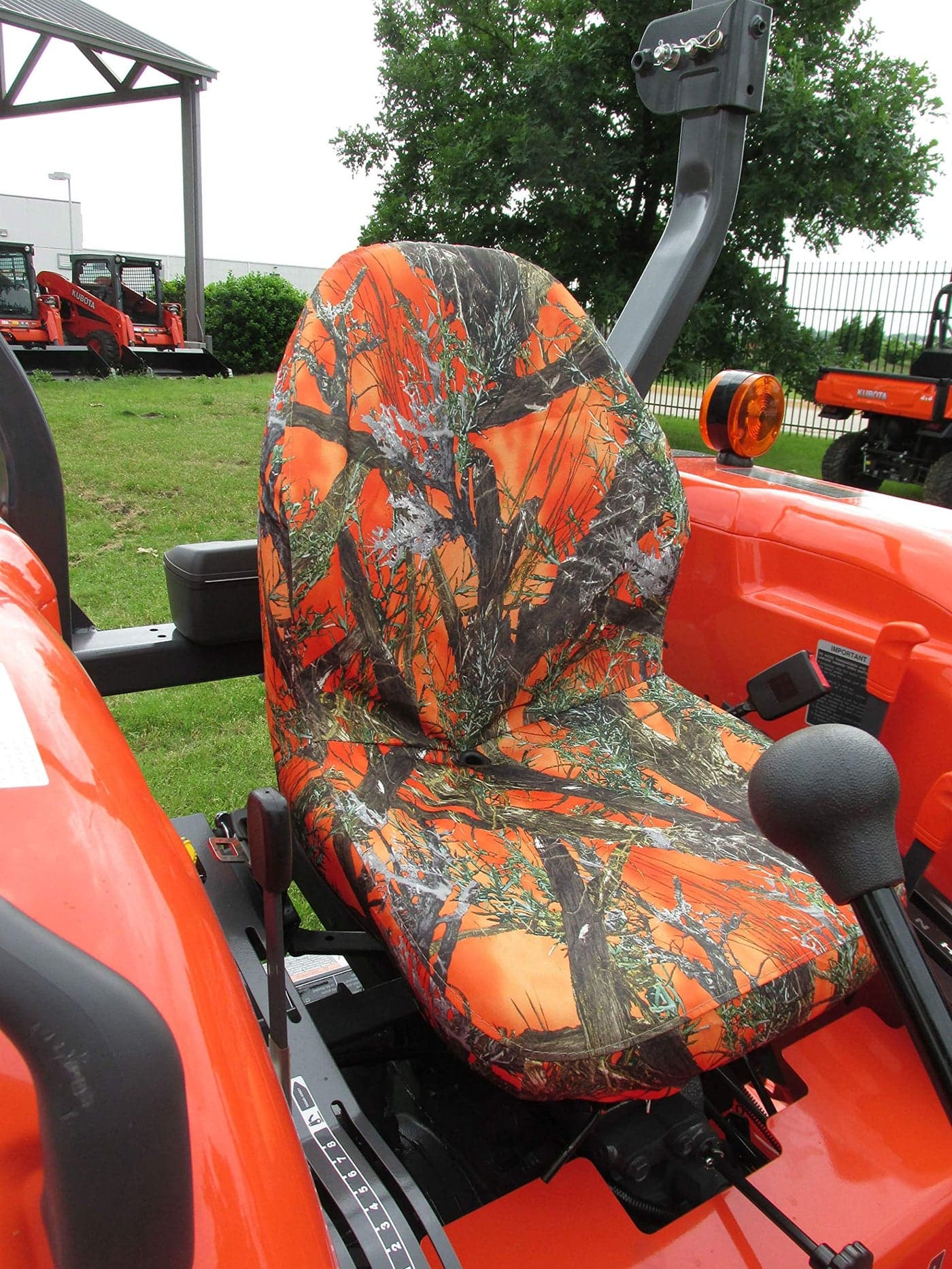Durafit Seat Covers KU20 OR Kubota Tractors MX4800, MX5000, MX5200, MX5400, MX5800, M5660 SUH/SUHD, Z221R, Z231 Mower and Zero Turn Mower T2090/T2290 Ride on Mowers (KU20 MC2 Orange Camo Endura)