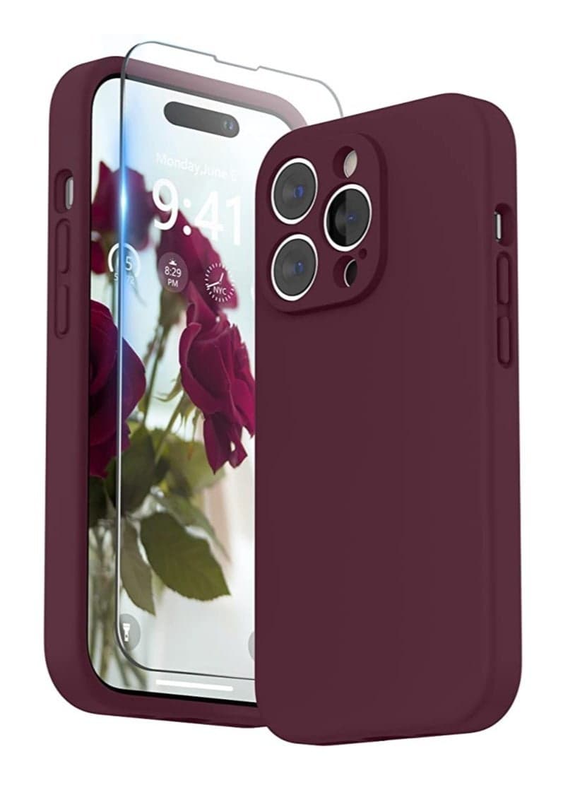 iPhone 14 Pro Max Case with Screen Protector, (with Camera Protection + Soft Microfiber Lining) Liquid Silicone Phone Case,