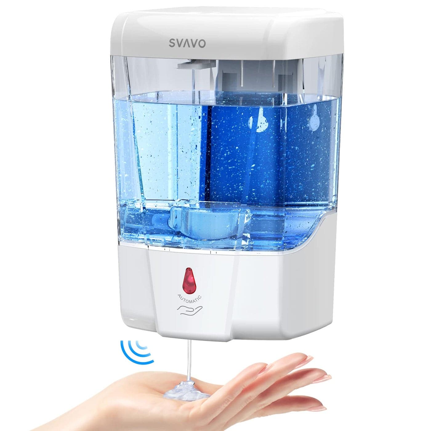 SVAVO Automatic Soap Dispenser Touchless 21oz600ml Soap Dispenser Wall Mount Liquid Soap Dispensers for Hand Soap Refill Bathroom Kitchen Household Commercial Place ABS Plastic White