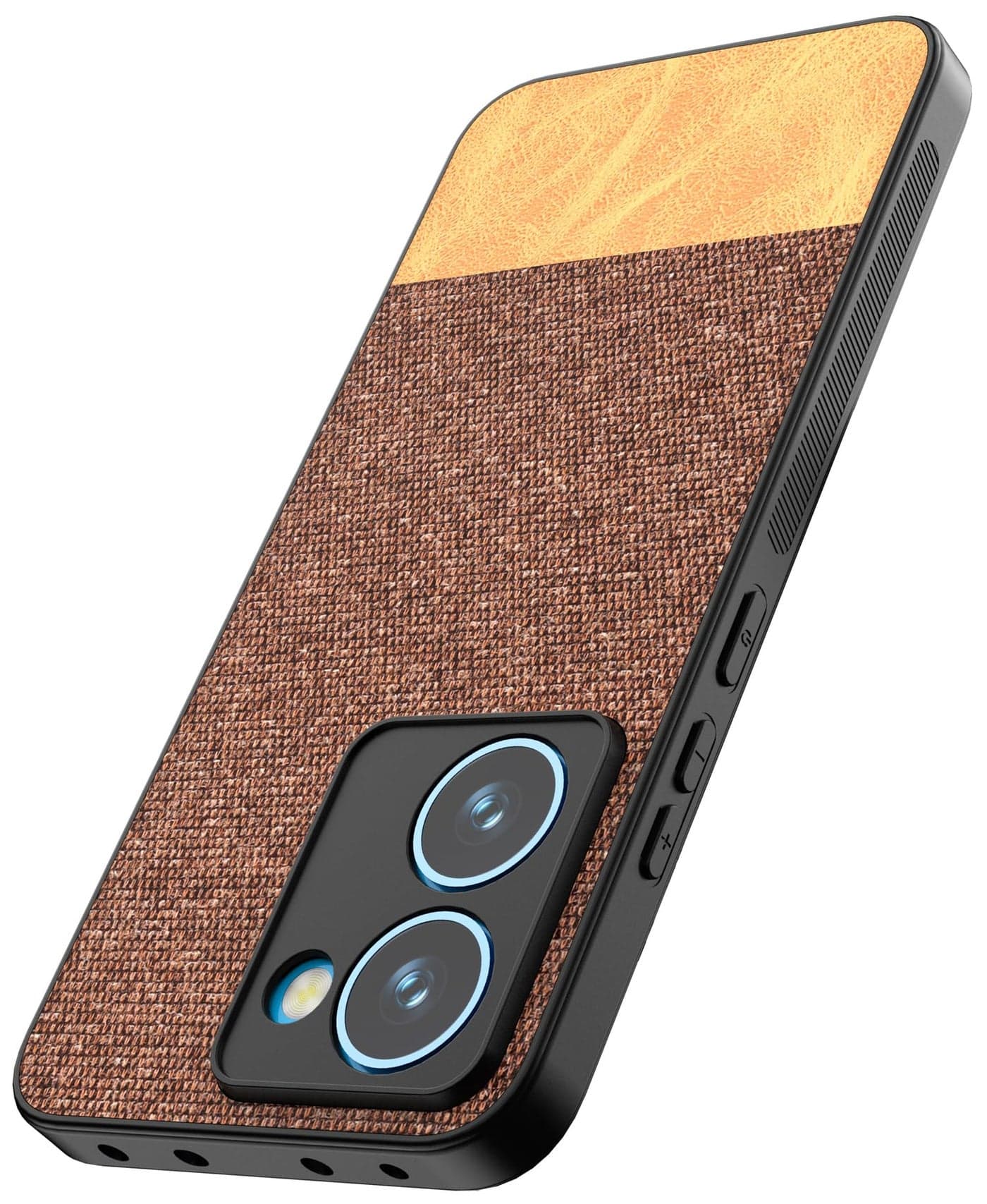 Kapa Soft Fabric & Leather Hybrid Protective Back Cover for Realme P3 Ultra 5G | Shockproof Slim Hard Anti Slip Back Case (Brown)
