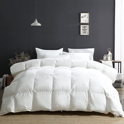 APSMILE Super King Luxury 100% Organic Cotton All Season Down Feather Fibers Comforter, High Fill Power Medium Warmth Duvet Insert (120x120, Ivory White)
