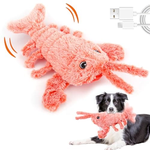Mity rain Interactive Dog Toys - Wiggly Lobster for Small Medium Large Dogs, Moving Pet Toy to Keep Them Busy for Boredom, Floppy Smart Motion Activate Enrichment, Rechargeable