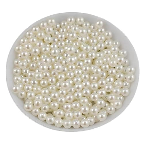 I Jewels Off White/Ivory Artificial Round Moti Faux Pearl Beads for DIY Jewellery Making, Beading, Crafting (4mm,6mm,8mm,10mm,12mm16mm)