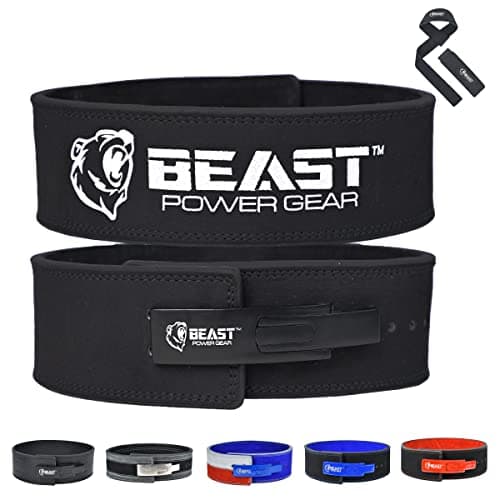 Beast Power Gear Weight Lifting Belt with Lever Buckle 10MM 13MM Thick & 4 Inches Wide Free Strap- Advanced Back Support for Weightlifting, Powerlifting, Deadlifts, Squats - Men & Women (Medium,