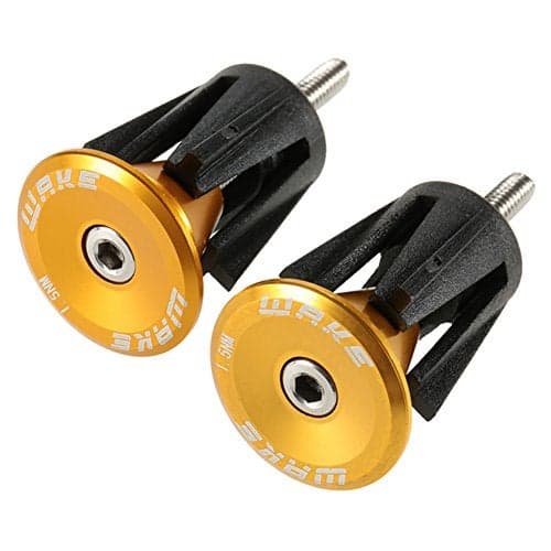 Bar End Plugs Wake Handlebar End Caps Bike HandleBar Plugs for Most Bicycle Mountain Bike Road Bike MTB BMX 2 Counts Rubber Sponge Aluminum Gold
