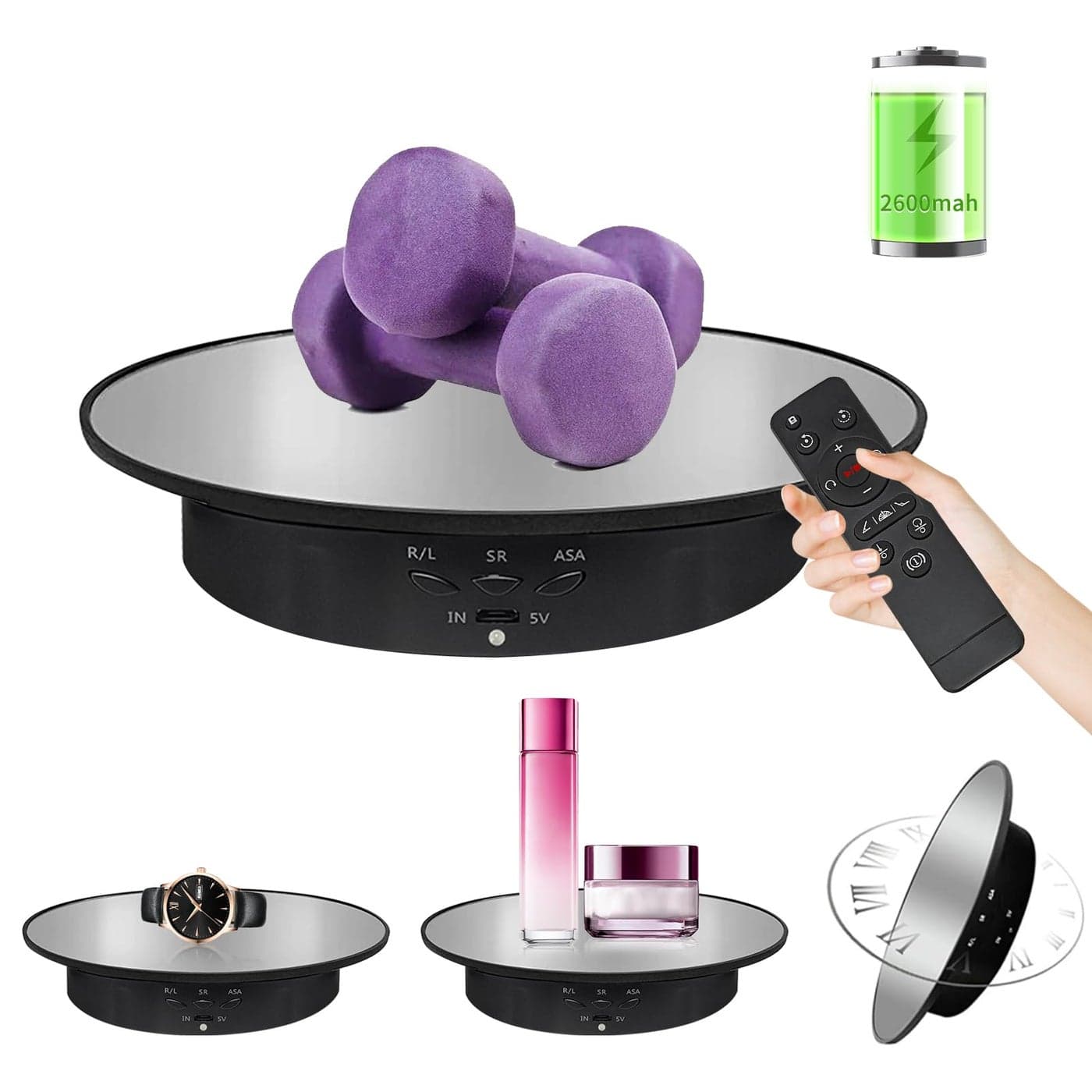 79 Mirror Motorized Rotating Display Stand Turntable with Remote Battery Operated 176 LBPhotography Turntable Rotating Platform Lazy Susan Black