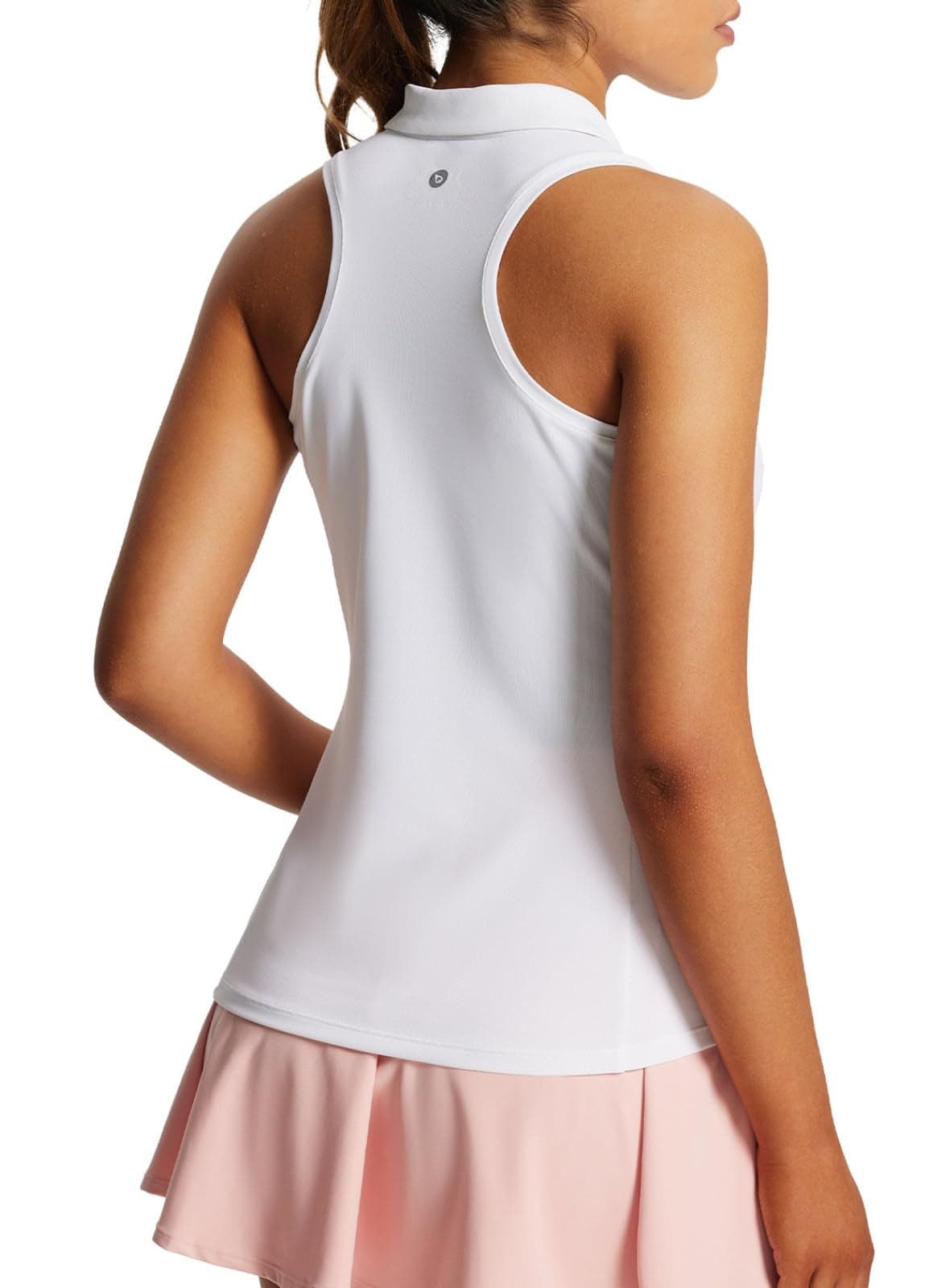 baleaf Women's Tennis Shirts Tank Tops Sleeveless Golf Polo Racerback with Collar Athletic Tanks Quick Dry-White-S