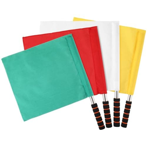HANABASS Referee Flag Set with Stainless Steel Poles and Sponge Handles High Visibility Hand Signal Flags 17.7X14.2In for Soccer Track Volleyball Officiating