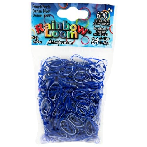 Rainbow Loom Pearl Collection Denim Blue Rubber Bands with 24 CClips 600 Count