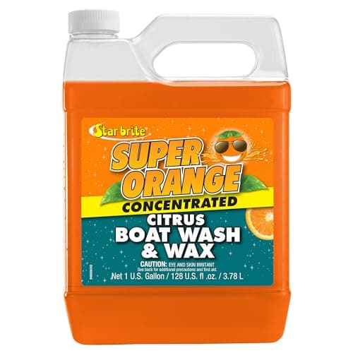 STAR BRITE Super Orange Citrus Boat Wash & Wax - Biodegradable Formula, Marine-Grade Polymer Protection - Perfect for Fresh & Salt Water - 1 GAL (094600N)