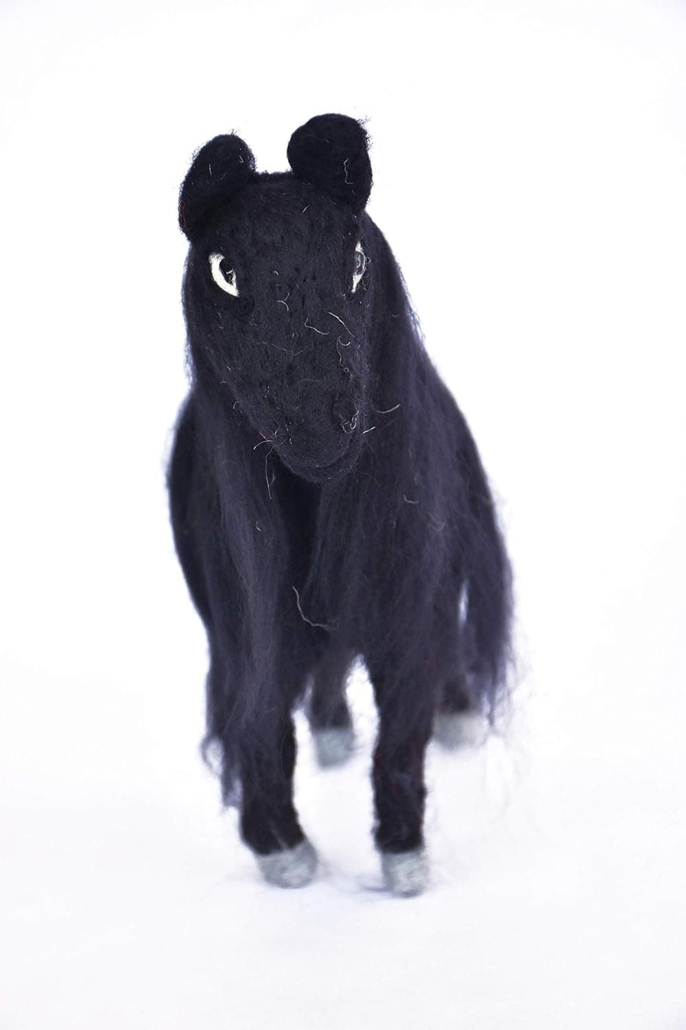 DeKulture Handmade Premium Wool Felt Black Horse Eco Friendly Needle Felted Ornament Stuffed Decorative Showpiece Ideal for Home Office Party Decoration Holiday Dcor 8x25x8 LWH Inches