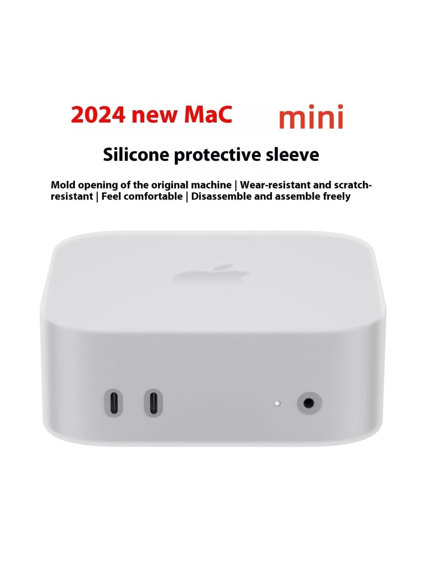 Computer Host Dustproof M4/M4 Pro Anti-Drop Silicone Protective Cover Featuring Enhanced Shock Absorption And Precision Cutouts for 2024 new Mac mini (Transparent)