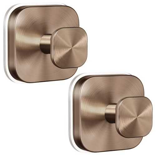 Suction Cup Hooks for Shower,Heavy Duty Shower Hooks for Bathroom Wall,Glass Windows,Smooth Doors to Hang Towels,Robes,Reusable Suction Cup Wreath Hanger for Christmas Wreaths-Champagne Bronze(2 Pack)