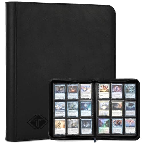 TiopLior Zip MTG Card Binder with 432 Side Loading Pocket fits TCG Baseball Football Sports Cards Easy to Insert Collection Binder Black