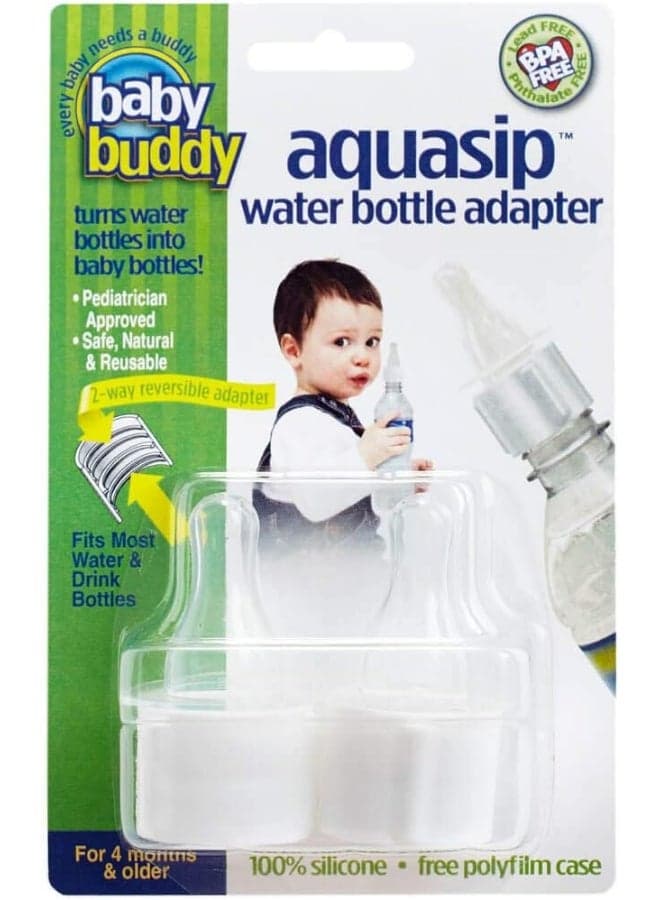 Baby Buddy AquaSip Silicone Water Bottle Spout Adapter, Spill Proof, Reusable, and BPA Free, White, 2 Pack