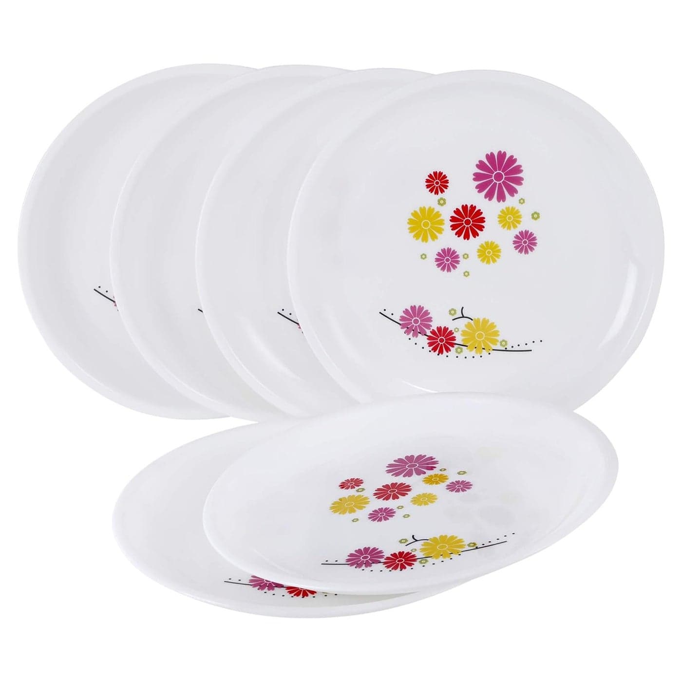 Cutting EDGE Round Colorful Set of Dinner Plates with Floral Printed Design for Families Parties Unbreakable Kid Friendly Microwave Safe Dishwasher Safe Big Set of 6 Lavender