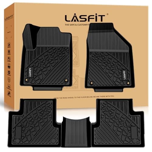 LASFIT Floor Mats for Jeep Cherokee 2015-2023(Not Fit with Raised Dead Pedal), All Weather Floor Liners TPE Custom Fit Car Mats, 1st & 2nd Row Mats, Black