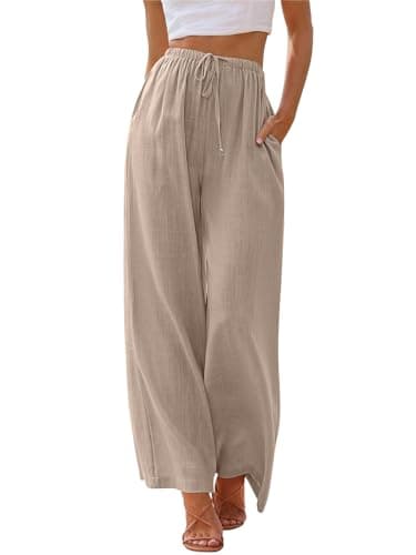 LILLUSORY Linen Wide Leg Pants Womens Palazzo Flowy Beach Vacation 2026 Summer Spring Fashion Outfits Clothes Clothing Trendy Skirts Cute Resort Wear Cruise High Waisted Boho Travel Trousers Pockets