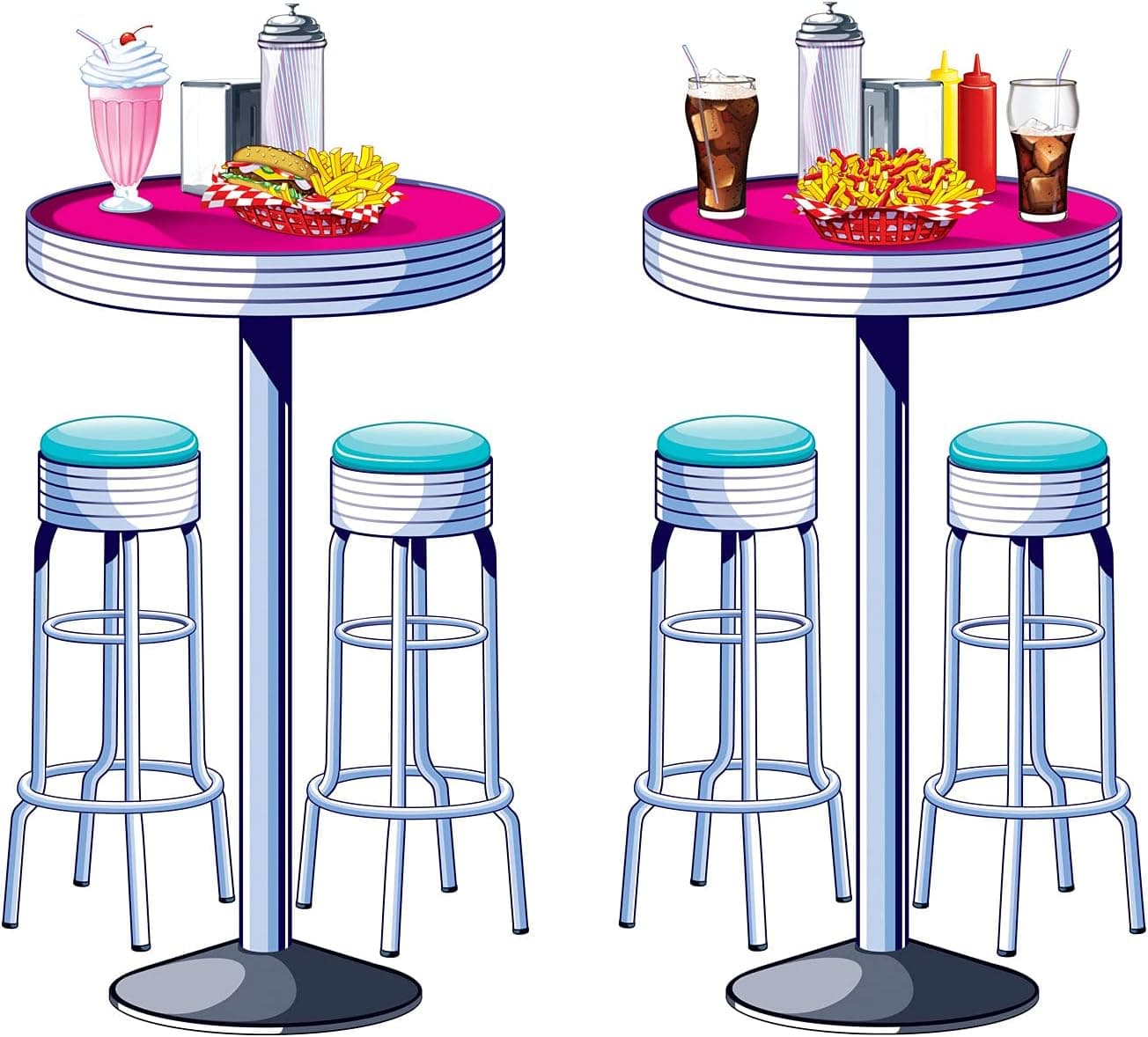 Soda Shop Tables Stools Props Party Accessory 1 count 2Pkg