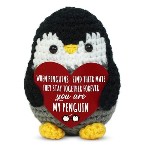 OASSIE Anniversary Couple Gifts for Men Women Positive Penguin Crochet Mothers Day Fathers Day Engagement Wedding Anniversary I Love You Birthday Gifts for Wife Husband Him Her Boyfriend Girlfriend