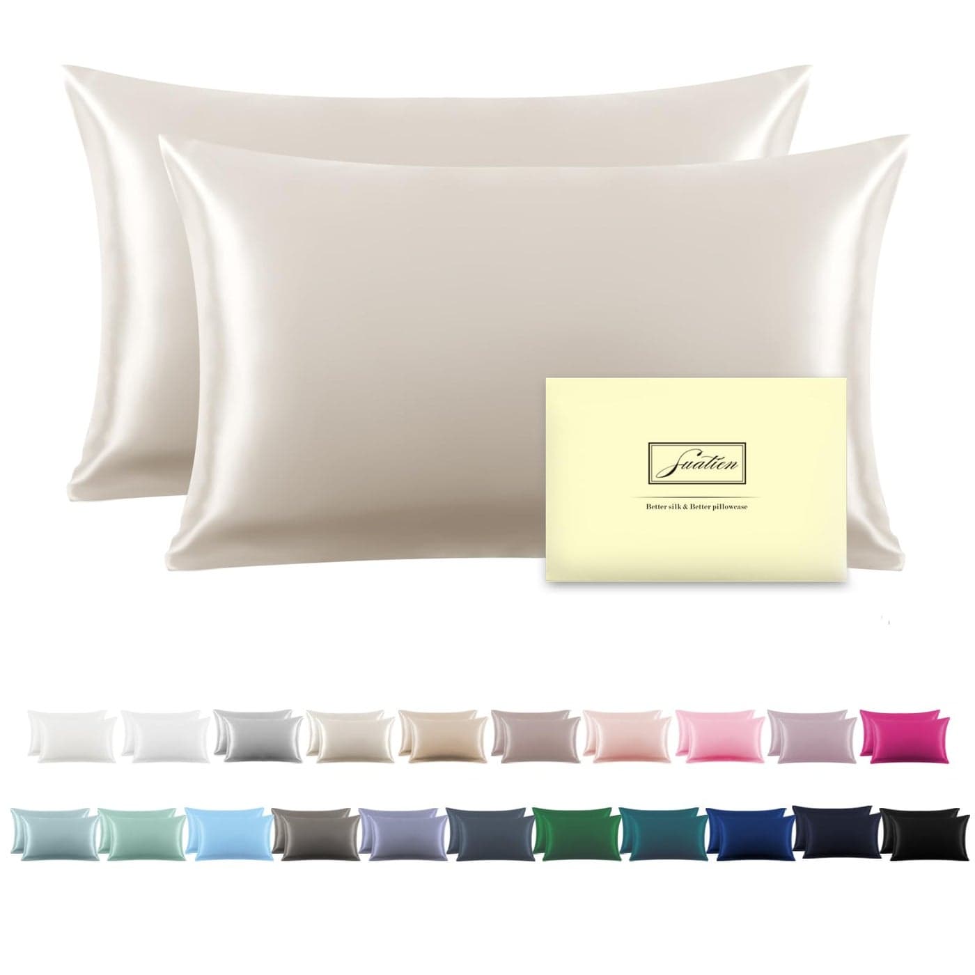 Silk Pillow Cases 2 Pack Soft Breathable and Sliky King Size Pillow Cases Set of 2Natural Mulberry Satin Silk Pillowcase with Hidden Zipper for Hair and Skin Beige20X 362pcs