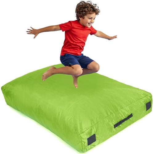 SaferBounce Crash Pad for Kids Sensory | Big 5Ft x 5Ft Or 3Ft x 4Ft | Autism Sensory Crash Mat for Jumping & Play | Crashpad | Soft Foam Landing Pad for Kids | Giant Pillow Mat | Climbing & Gymnastics