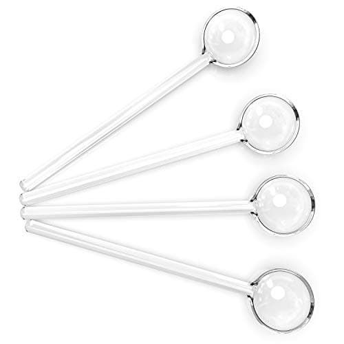 Teabloom Glass Stirring Spoons – Set of 4 Clear Petite Teaspoons (5.3 inches) – Coffee or Tea Glass Stirrers – Heat-Resistant and Toxin-Free – Dishwasher Safe
