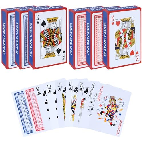 BIZYAC Classic Design Playing Cards 6 PackStandard Deck of Playing Cards BulkPoker Cards Professional for Blackjack TableBlueRed