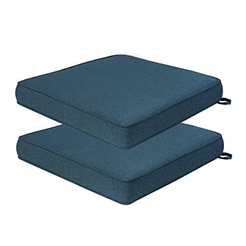 FUNHOME Outdoor Chair Cushions 18x18 Inch,Set of 2,Water Resistant Chair Pads with Ties,Square Seat Cushion 18"x18"x2.5",Patio Chair Cushion for Garden,Backyard Furniture(Denim Blue)